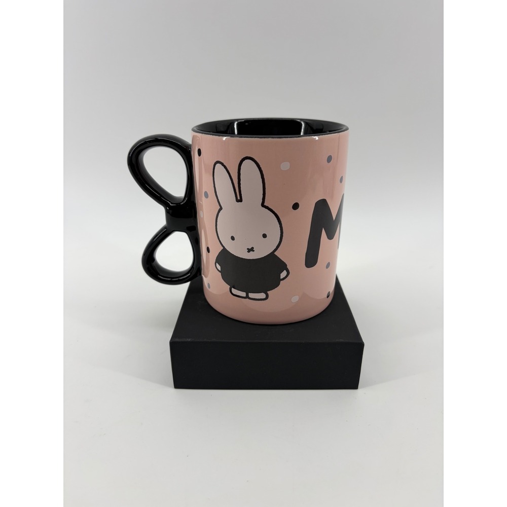 Miffy Coffee Mug Unisex OS Pink Black Bow Handle Polka Dot Ceramic Kawaii Gift